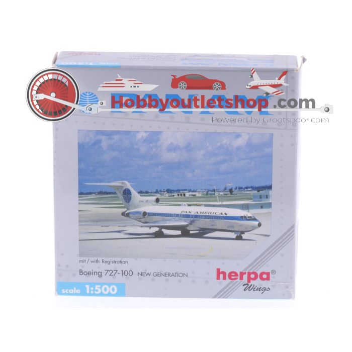 Schaal 1:500 Herpa 512633 Pan Am Boeing 727-100 Reg. N357PA #7564