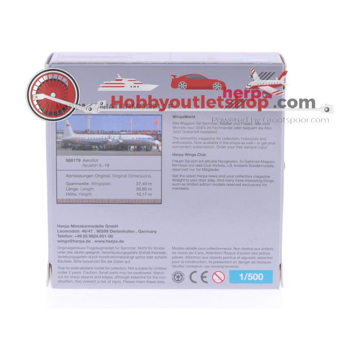 Schaal 1:500 Herpa 508179 Aeroflot Ilyushin IL-18 Reg. CCCP-74260 #7571