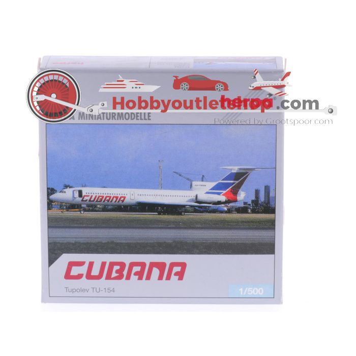 Schaal 1:500 Herpa 513494 Cubana Tupolev TU-154 Reg. CU-T1256 #7576