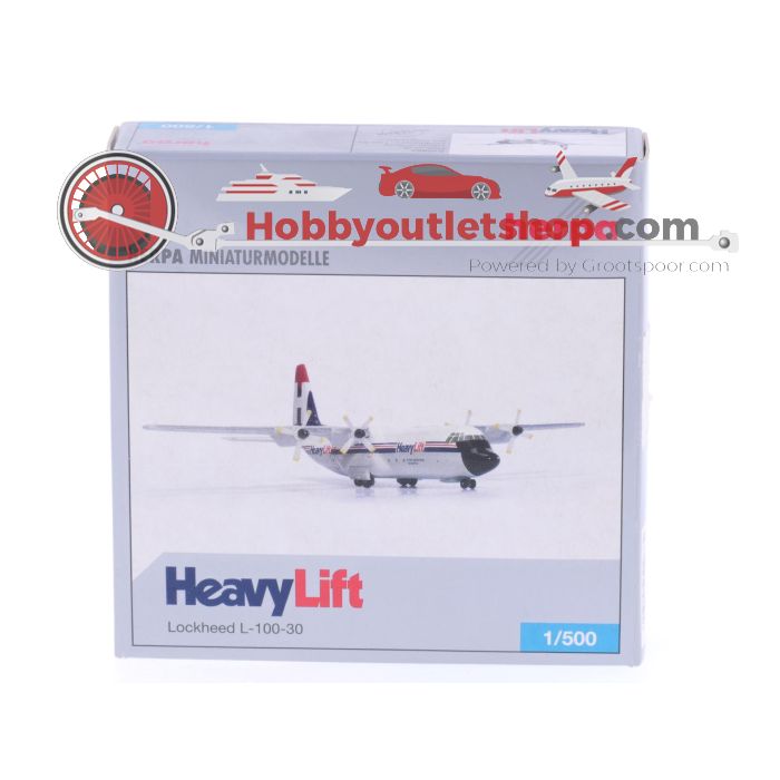 Schaal 1:500 Herpa 510882 HeavyLift Lockheed L-100-30 Reg. PK-PLR #7578