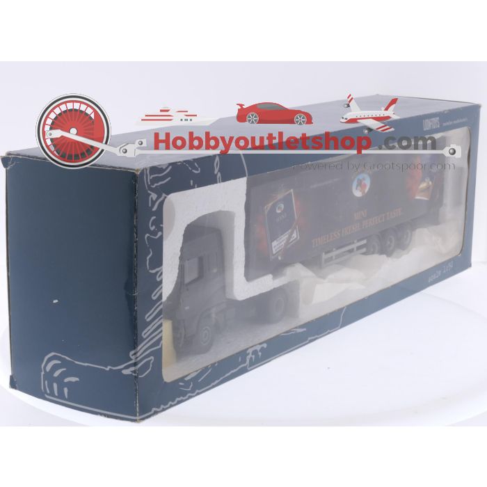 Schaal 1:50 Lion-toys DAF XF95 spacecab trekker met gesloten oplegger 