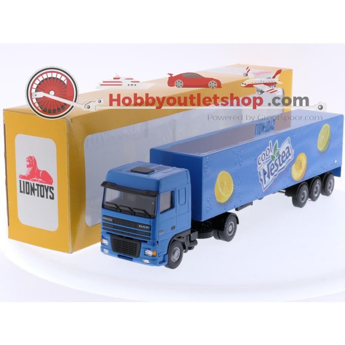 Schaal 1:50 Lion-toys No 36 DAF 95XF trekker met gesloten oplegger 
