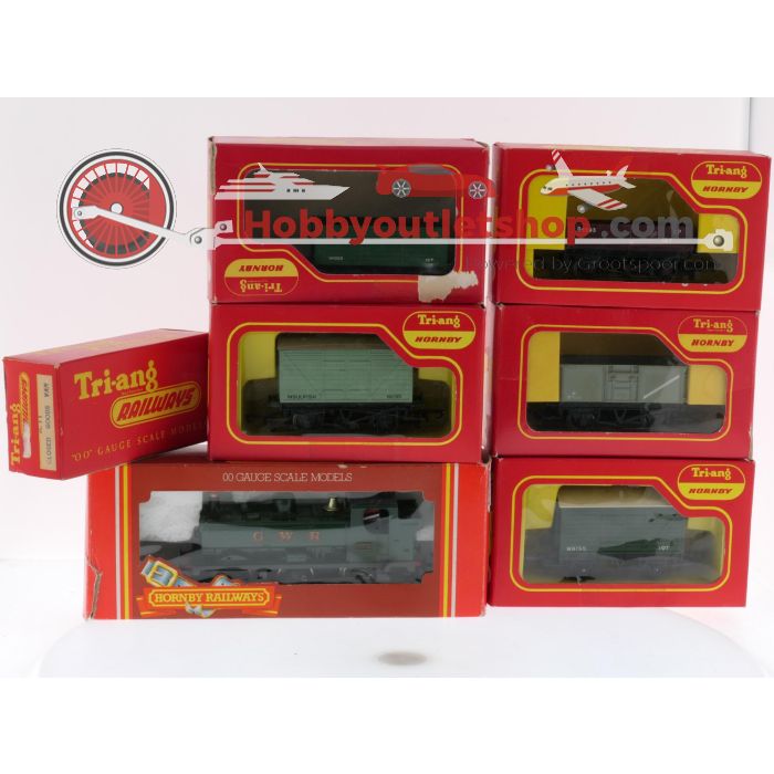 Schaal 00 Tri-ang R.51s, R.10, R11, R11, R.14, R113 en R243 stoomlocomotief 0-6-0 GWR Pannier tank met 6 wagens van de BR #7620 - sku: 20250515112204 - Used - Good condition - Photo 2