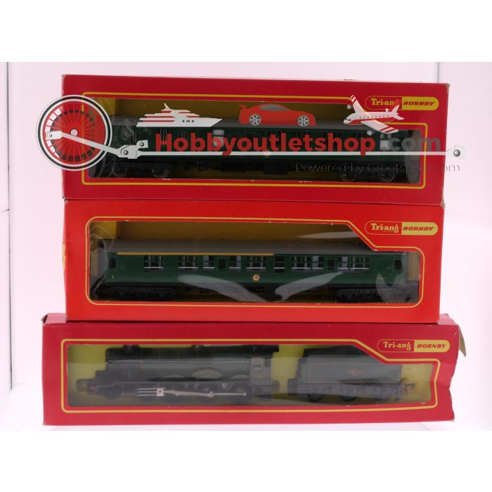 Schaal 00 Tri-ang R.759, R.622 en R.623 stoomlocomotief 4-6-0 Albert Hall met 2 personenrijtuigen van de BR #7633 - sku: 20250520015510 - Gebraucht - Guter Zustand - Bild 2