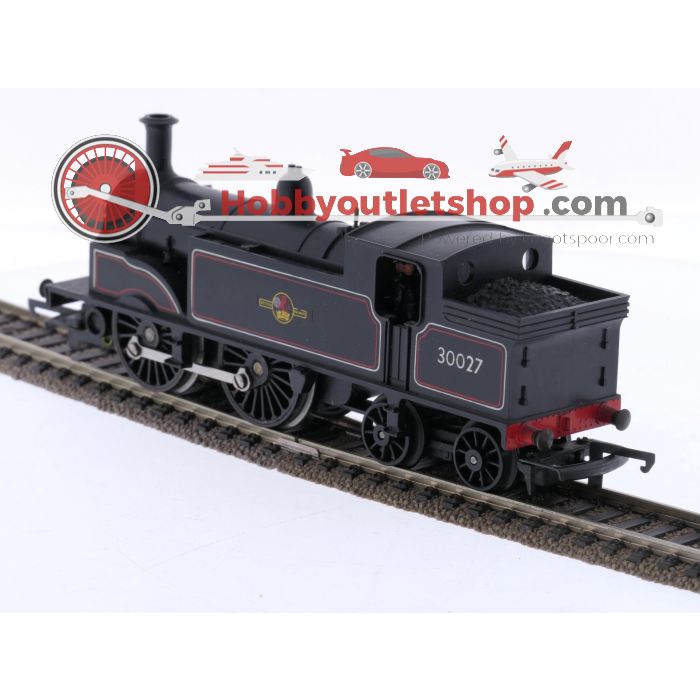 Schaal 00 Tri-ang R.754 en R.27 stoomlocomotief 0-4-4 M7 Class met personenrijtuig 1e/3e kl. van de BR #7635