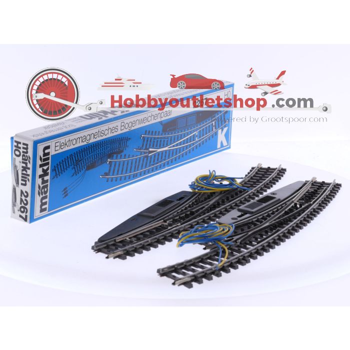Schaal H0 Märklin 2267 K-rail paar elektromagnetische meegeboden wissels #7683