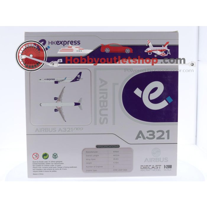 Schaal 1:200 JC Wings XX20378 Airbus A321 Neo HK Express Reg. B-KKA #7723