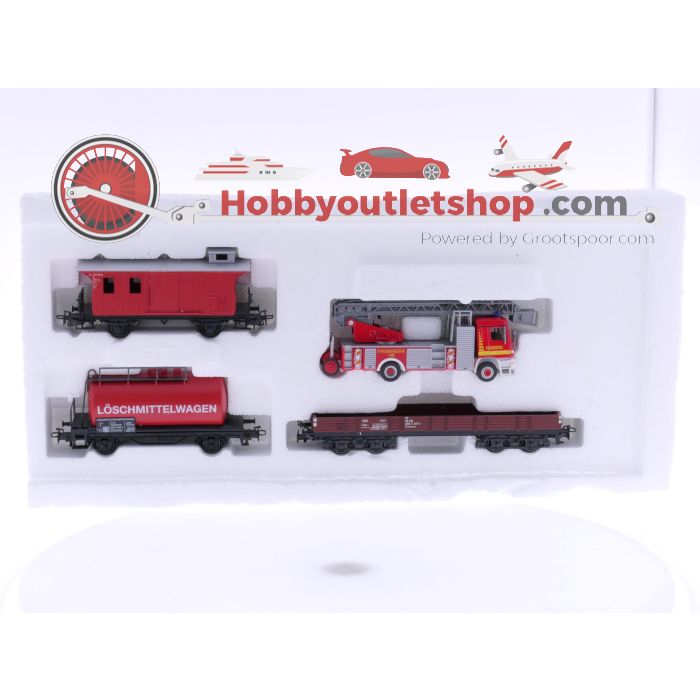 Schaal H0 Märklin goederenwagens set met brandweer vrachtwagen uit startset 29750 #7739