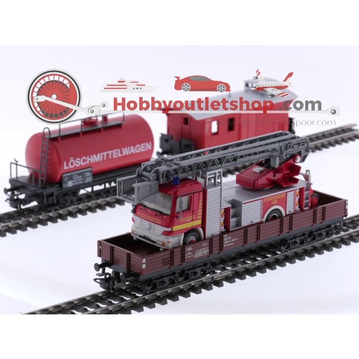 Schaal H0 Märklin goederenwagens set met brandweer vrachtwagen uit startset 29750 #7739
