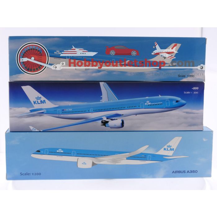 Schaal 1:200 PPC Holland 26267, 648426 en 703856 set van 3 KLM vliegtuigen Airbus A330200 Reg. PH-AOA, A330-200 Reg. PH-KLM en A350 Reg. N/A #7883