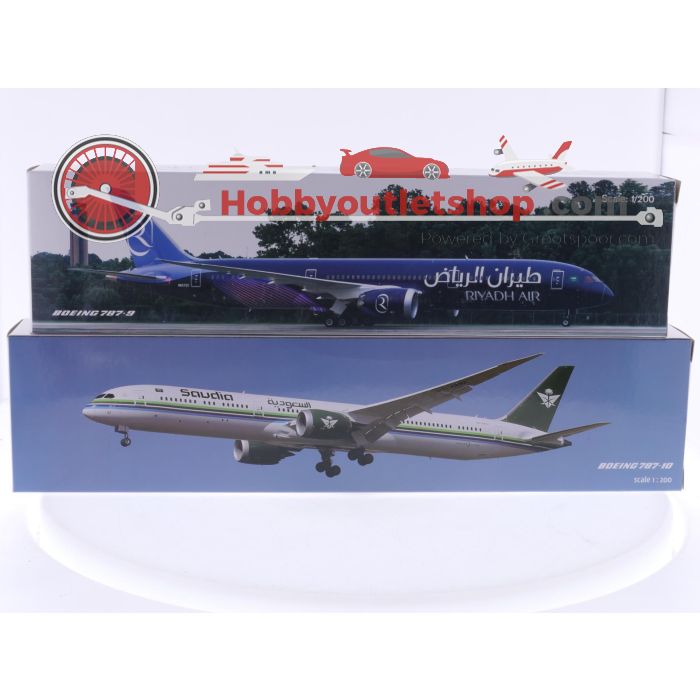 Schaal 1:200 PPC Holland 223366 en 223502 set van 2 Saudi Arabian vliegtuigen Boeing 787-9 Reg. N872C en Boeing 787-10 Reg. HZ-AR32 #7885