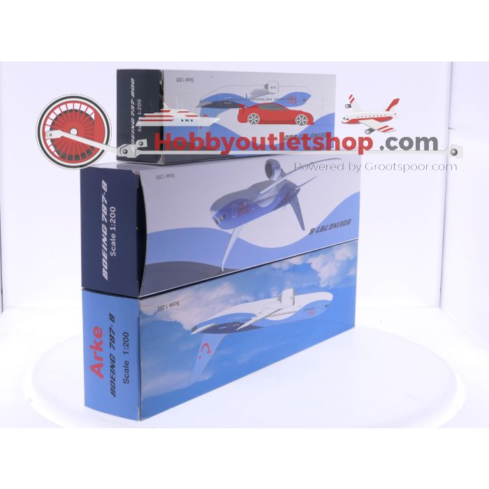 Schaal 1:200 PPC Holland 220112, 220433 en 704624 set van 3 TUI vliegtuigen Boeing 737-800 Reg. PH-TFA, Boeing 787-8 Reg. PH-TFK en Boeing 787-7 'Arke' Reg. PH-TFK #7890