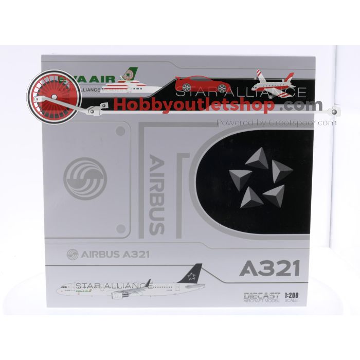 Schaal 1:200 JC Wings XX20204 Airbus A321 Eva Air 'Star Alliance' Reg. B-I6206 #7898