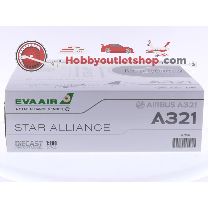 Schaal 1:200 JC Wings XX20204 Airbus A321 Eva Air 'Star Alliance' Reg. B-I6206 #7898