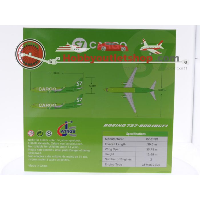 Schaal 1:200 JC Wings LH2302A Boeing 737-800BCF S7 Cargo 