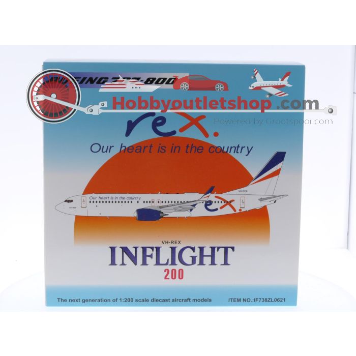 Schaal 1:200 Inflight 200 IF738ZL0621 Boeing 737-800 REX 'Our heart is in the country' Reg. VH-REX #7904