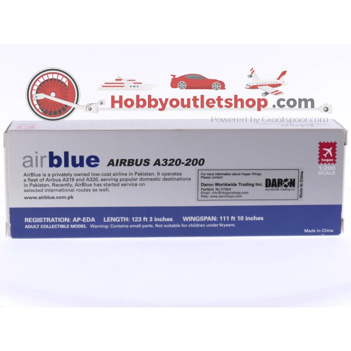 Schaal 1:200 Hogan Wings 4364 Airbus A320-200 Airblue Reg. AP-EDA #7948