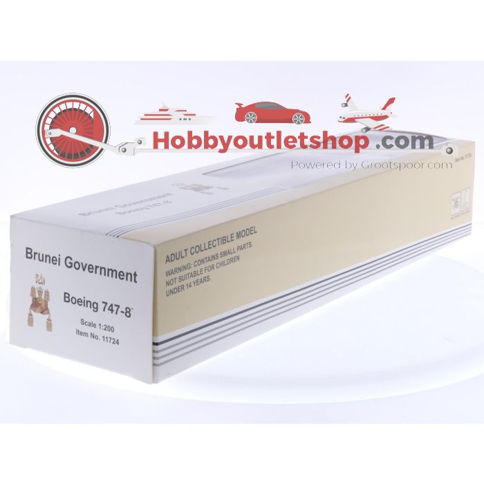 Schaal 1:200 Hogan Wings 11724 Boeing 747-8 Brunei Government Reg. V8-BKH #7953