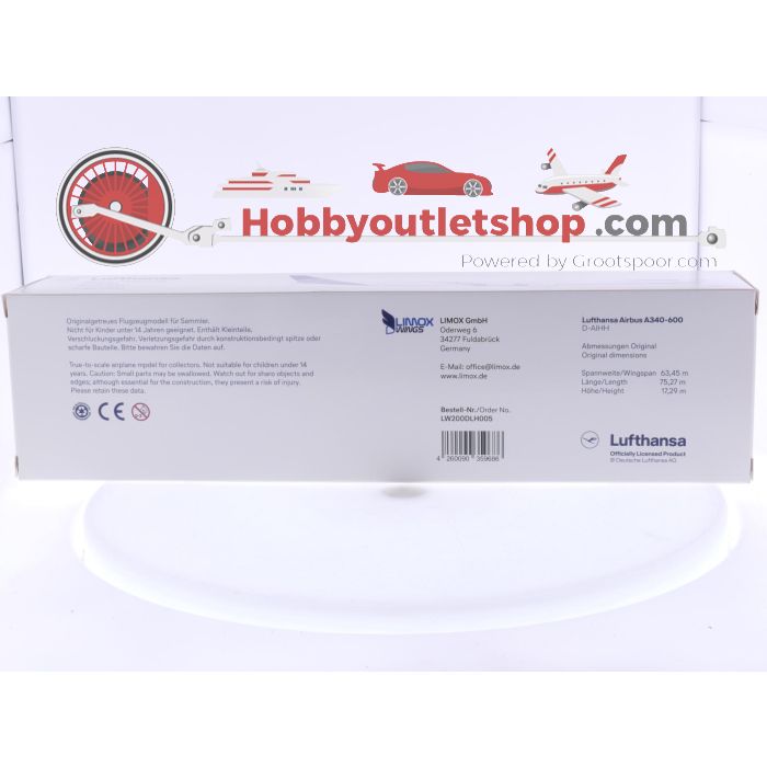 Schaal 1:200 Limox Wings LW200DLH005 Airbus A340-600 Lufthansa Reg. D-AIHH #8013