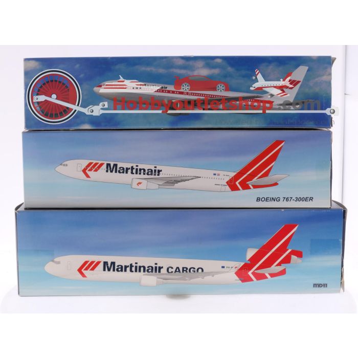 Schaal 1:200 set van 3 Martinair-vliegtuigen Boeing 767-300ER Reg. N/A, Boeing 767-300ER Reg. PH-MAH en MD-11 Reg. PH-MAH #8038
