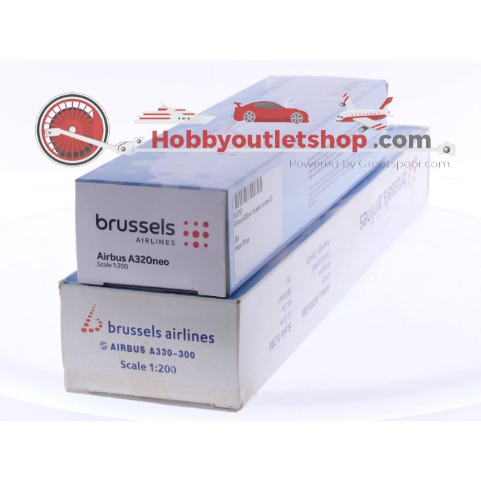 Schaal 1:200 set van 2 Brussels Airlines Airbus A320neo Reg. OO-SBA (Herpa 613767) en Airbus A330-300 Reg. N/A #8041