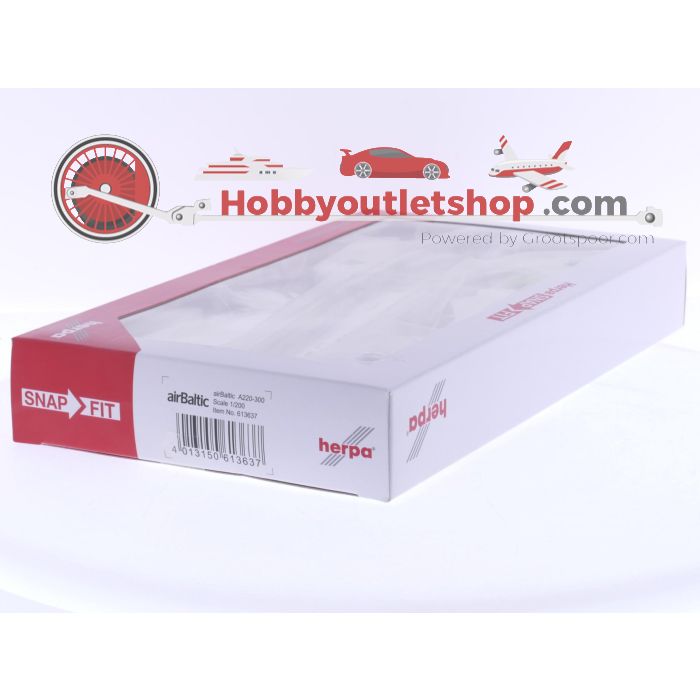Schaal 1:200 Herpa snap-fit 611695, 613637 en 609494 Airbus A320 Eurowings Europark Reg. D-ABDQ, Airbus A220-300 airBaltic Reg. YL-AAZ en Boeing 787-8 LOT Reg. SP-LRA #8065