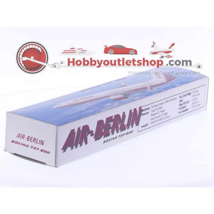 Schaal 1:200 PPC Holland en Mega Models set van 3 Air Berlin vliegtuigen Boeing 737-800 Reg. D-ABAH, Boeing 737-800 Reg. D-ABAN en Airbus A320 Reg. D-ABDX #8068