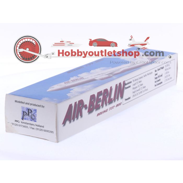 Schaal 1:200 PPC Holland en Mega Models set van 3 Air Berlin vliegtuigen Boeing 737-800 Reg. D-ABAH, Boeing 737-800 Reg. D-ABAN en Airbus A320 Reg. D-ABDX #8068