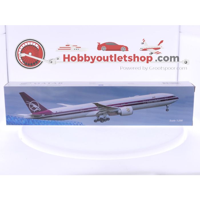 Schaal 1:200 PPC Holland 222918 Snap‑Fit Boeing 777‑300ER Qatar Airways “Retro” Reg. A7‑BAC #8070