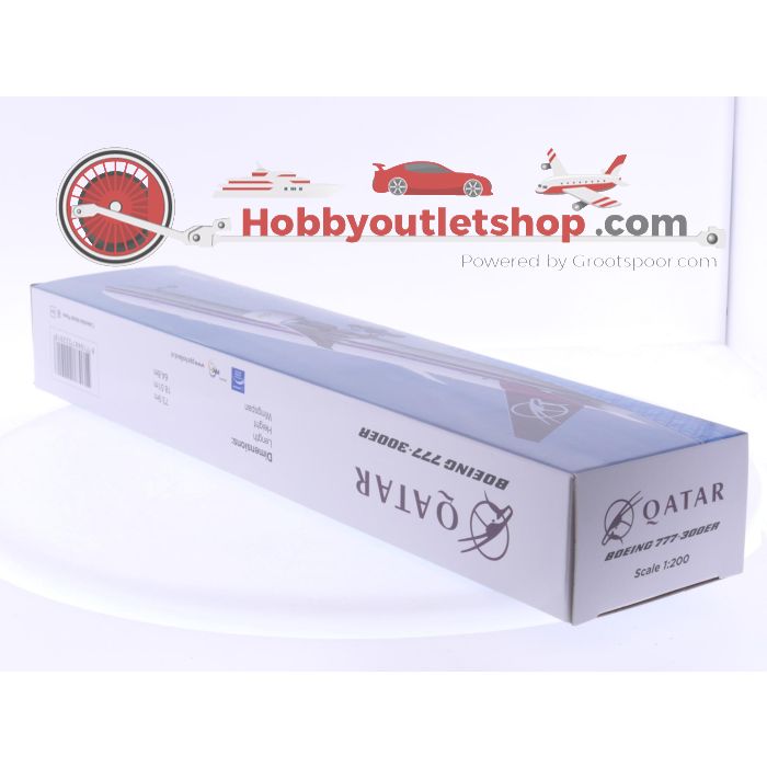 Schaal 1:200 PPC Holland 222918 Snap‑Fit Boeing 777‑300ER Qatar Airways “Retro” Reg. A7‑BAC #8070