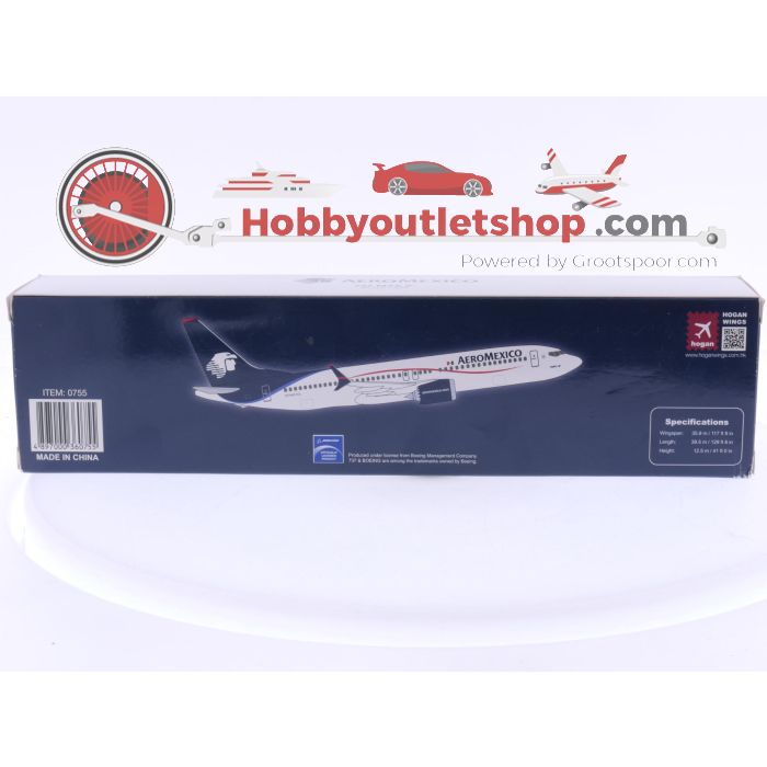 Schaal 1:200 Hogan Wings 0755 Boeing 737 MAX 8 Aeromexico Reg. N/A #8072 - sku: 20250806043523 - Nieuw - Afbeelding 3