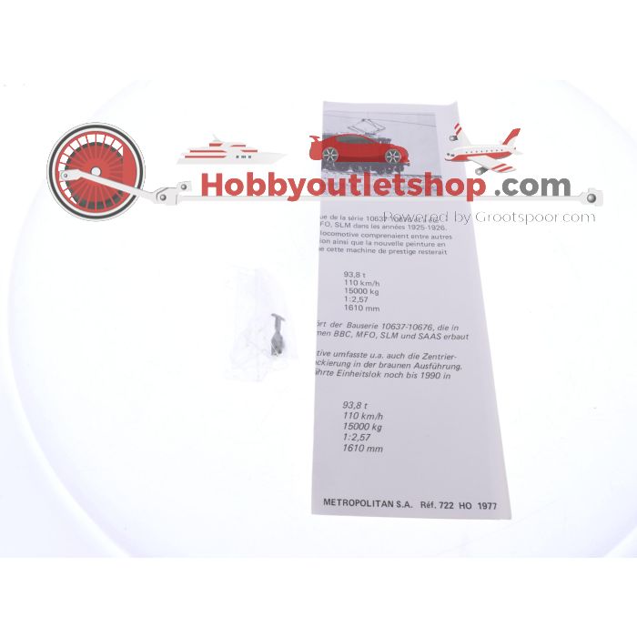 Schaal H0 Metropolitan 722 elektrische locomotief Ae 3/6 I van de SBB-CFF-FFS #P294