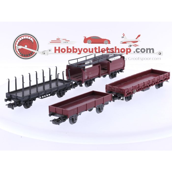 Schaal H0 Märklin en Electrotren 4503, 4607, 4612 en 2777 set van 4 goederenwagens van de DB #8106