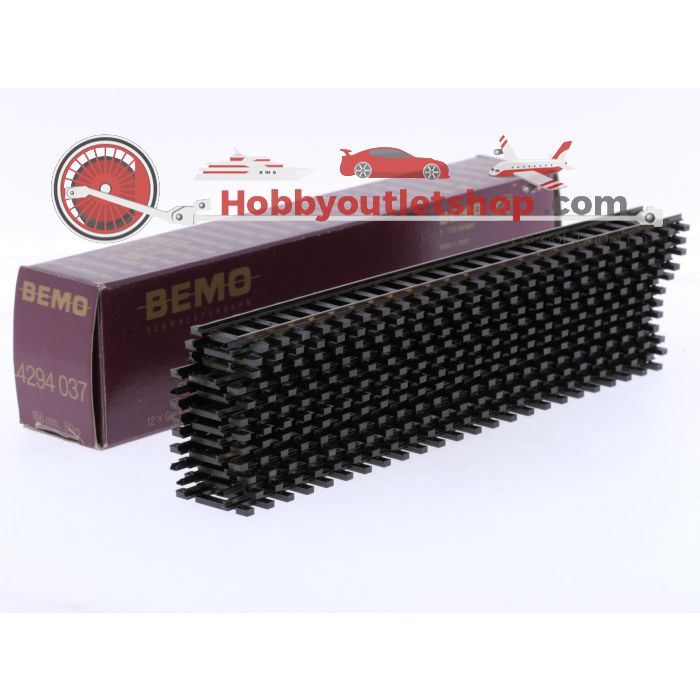 Schaal H0m Bemo 4294 037 rechte rails 166 mm doos à 12 st. #8153