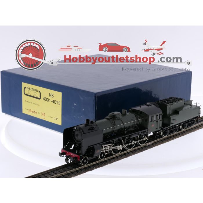 Schaal H0 Philotrain 74D stoomlocomotief serie 4000 van de NS #P321