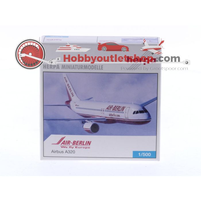 Schaal 1:500 Herpa 509114 Airbus 320 Air Berlin 'AirBerlin.com' Reg. D-ABDA #8308