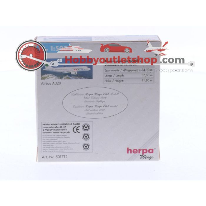 Schaal 1:500 Herpa 501712 Airbus A320 MEA - Middle East Airlines Reg. F-OHMO 'Herpa Wings Club Edition 1999' #8322