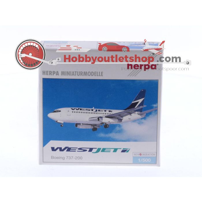 Schaal 1:500 Herpa 505789 Boeing 737-200 Westjet Reg. C-GWJE #8323