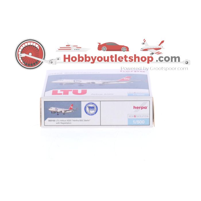 Schaal 1:500 Herpa 502153 Airbus A320 'Hertha BSC Berlin' LTU Reg. D-ALTD #8353 - sku: 20251021020807 - Gebruikt - Zo goed als nieuw - Afbeelding 2
