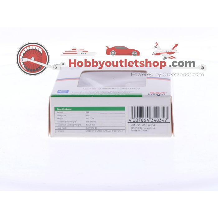 Schaal 1:500 Inflight500 355 4034 Boeing 737-2K5/Adv Hapag Lloyd Reg. D-AHLH #8409 - sku: 20251105114736 - Used - Like new - Photo 3