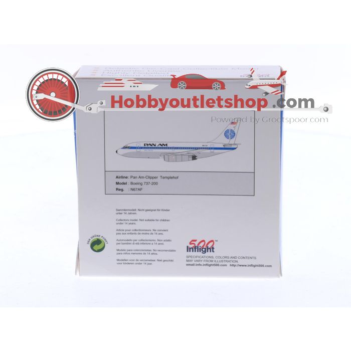 Schaal 1:500 Inflight500 355 4073 Boeing 737-200 Pan Am-Clipper Templehof Reg. N67AF #8423 - sku: 20251106093802 - Used - Like new - Photo 2