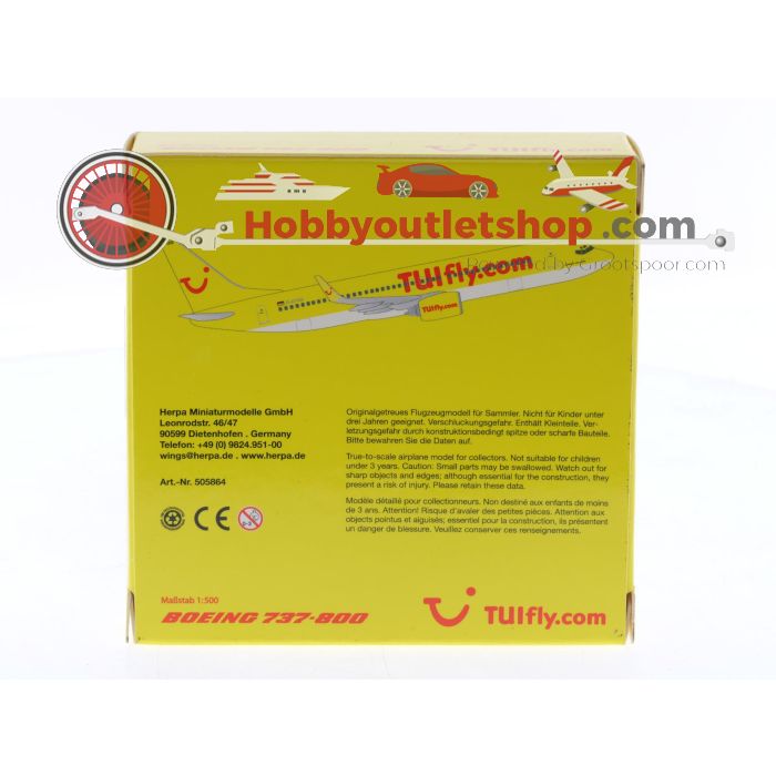 Schaal 1:500 Herpa 505864 Boeing 737-800 TUIfly.com Reg. D-ATUG #8479