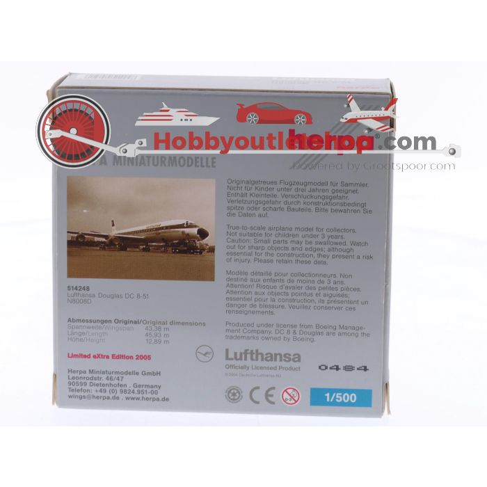 Schaal 1:500 Herpa 514248 Douglas Dc-8-51 Lufthansa Reg. N8008D #8537 - sku: 20251121092321 - Used - Like new - Photo 2