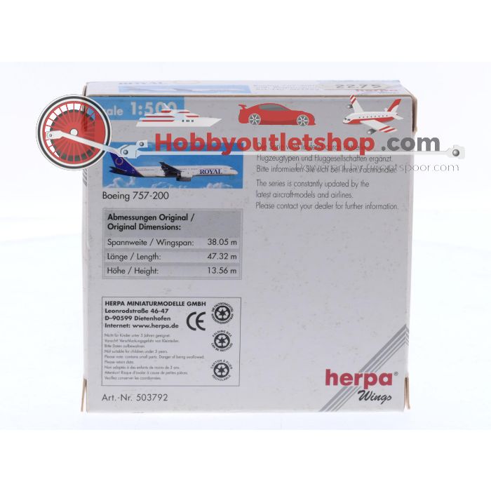 Schaal 1:500 Herpa 503792 Boeing 757-200 Royal Reg. C-GRYK #8540 - sku: 20251121100058 - Gebruikt - Zo goed als nieuw - Afbeelding 2