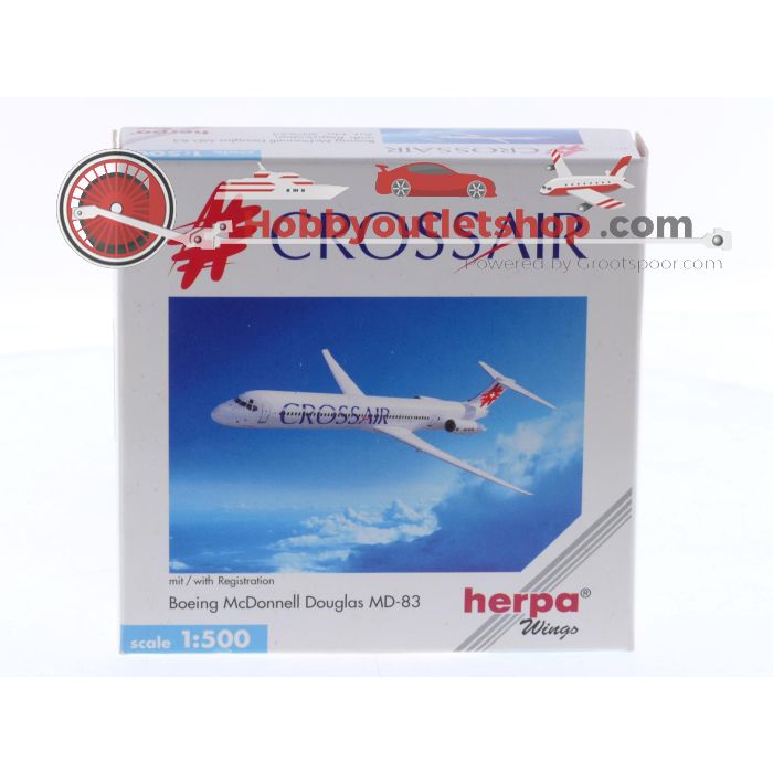 Schaal 1:500 Herpa 507653 Boeing McDonnell Douglas MD-83 Crossair Reg. HB-INV #8545