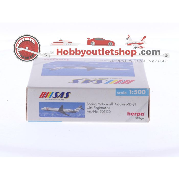 Schaal 1:500 Herpa 505130 McDonnell Douglas MD-81 SAS - Scadinavian Airlines Reg. SE-DMU #8608 - sku: 20251127114251 - Gebruikt - Zo goed als nieuw - Afbeelding 3
