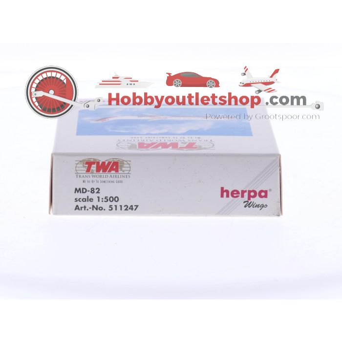 Schaal 1:500 Herpa 511247 McDonnell Douglas MD-82 "Wings of Pride" TWA - Trans World Airlines Reg. EI-BWD #8610 - sku: 20251127122136 - Gebruikt - Zo goed als nieuw - Afbeelding 3