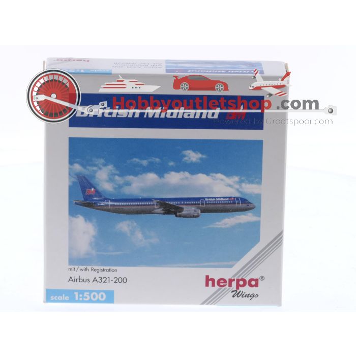 Schaal 1:500 Herpa 508728 Airbus A321-200 Britsh Midland Reg. NA #8628