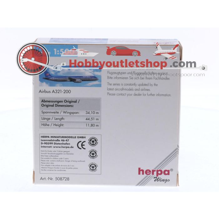 Schaal 1:500 Herpa 508728 Airbus A321-200 Britsh Midland Reg. NA #8628