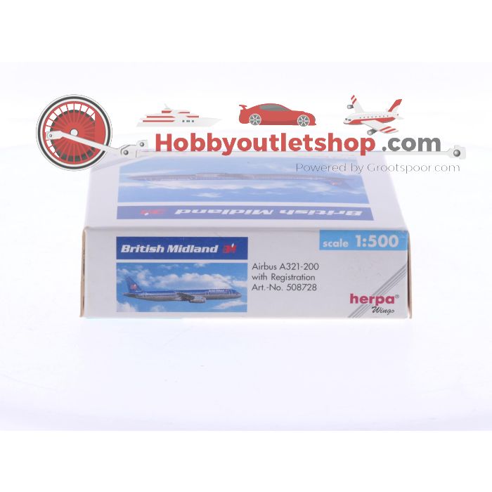 Schaal 1:500 Herpa 508728 Airbus A321-200 Britsh Midland Reg. NA #8628